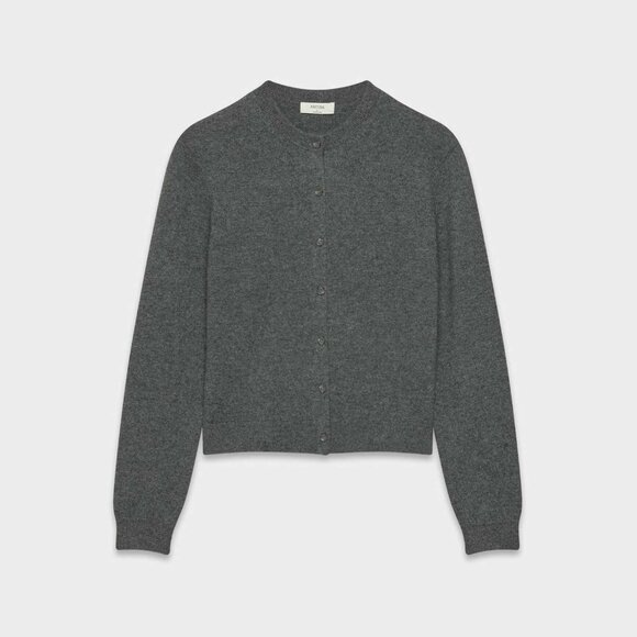 Aritzia Bare Cashmere Crew Cardigan Sweater - Small, Heather Grey Charcoal - Picture 2 of 9